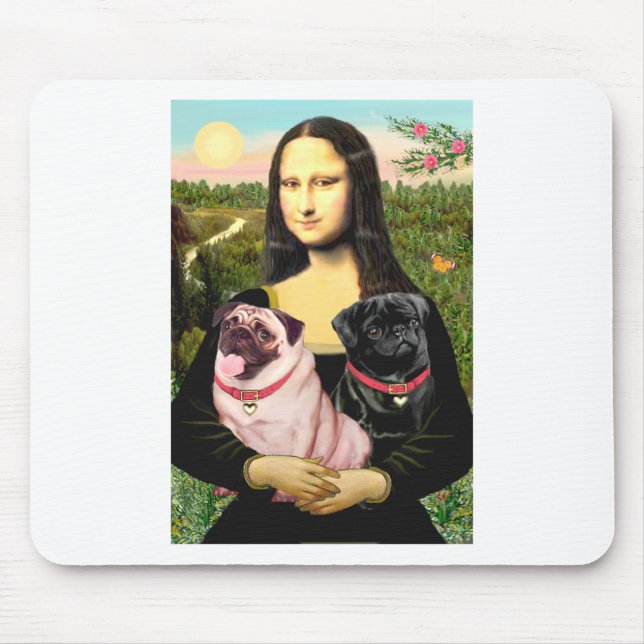 Mops (Fawn + Blk) - Mona Lisa Mousepad (Vorne)