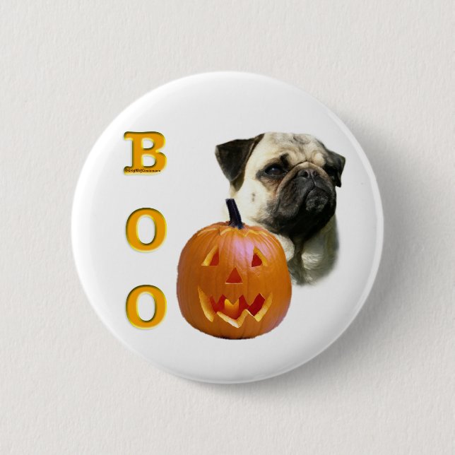 Mops (fawn) Boo Button (Vorderseite)