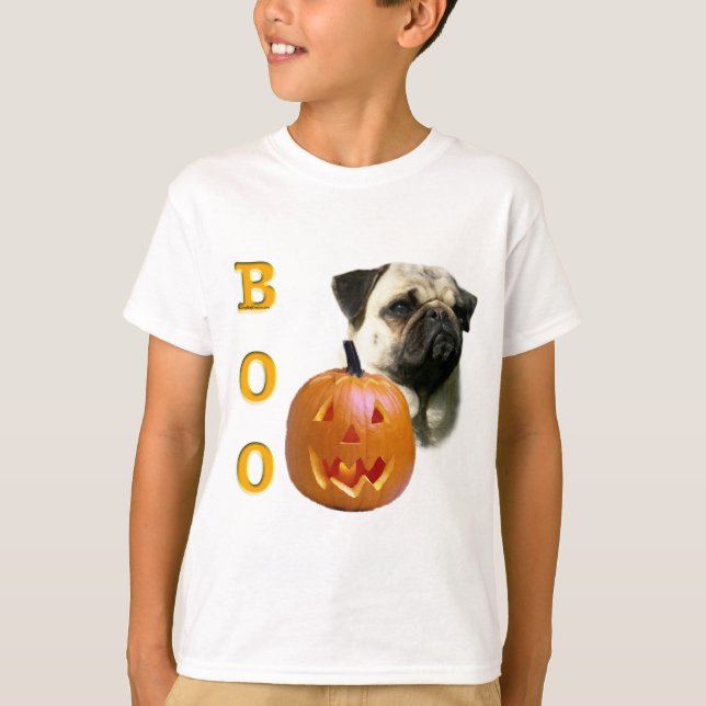 Mops (fawn) Boo T-Shirt (Vorderseite)