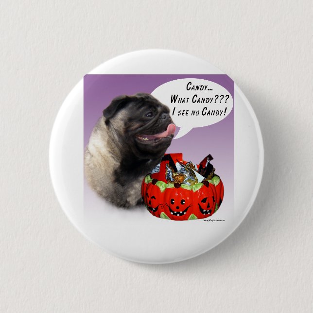 Mops (fawn) Halloween Candy Button (Vorderseite)