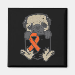 Mops Feet Orange Ribbon Pocket Leukämie Krebs im K Magnet