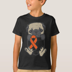 Mops Feet Orange Ribbon Pocket Leukämie Krebs im K T-Shirt