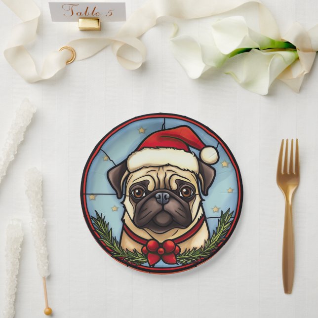 Mops Festgläser Weihnachten Pappteller (Hochzeit)