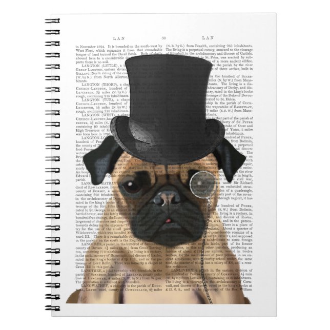 Mops, Festhund und Hut Notizblock (Vorderseite)