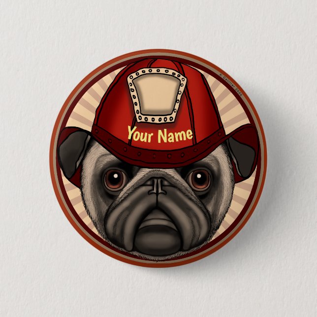 Mops Firefighter-Button Button (Vorderseite)