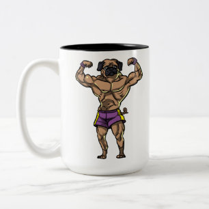 Mops Fitness Gym Workout Bodybuilder Haustier Zweifarbige Tasse