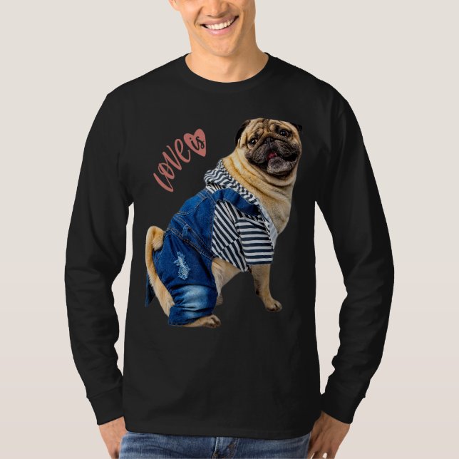 Mops Frauen Männer Mops Mama Vater Leben Liebe Hun T-Shirt (Vorderseite)