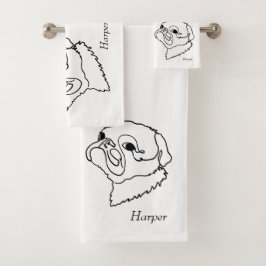 Mops für benutzerdefinierte Line-Art Badhandtuch Set