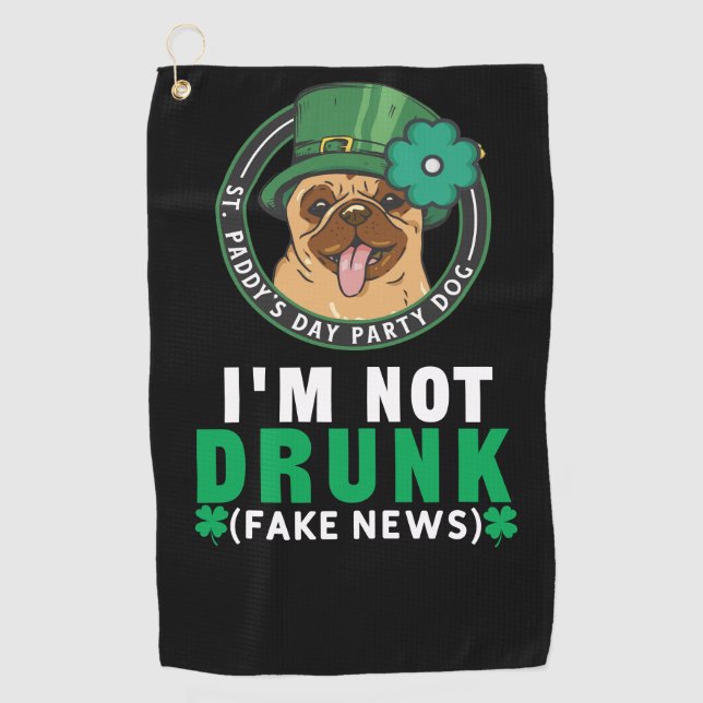 Mops für St Patrick's Day Paddy Party Golfhandtuch (Vorderseite)