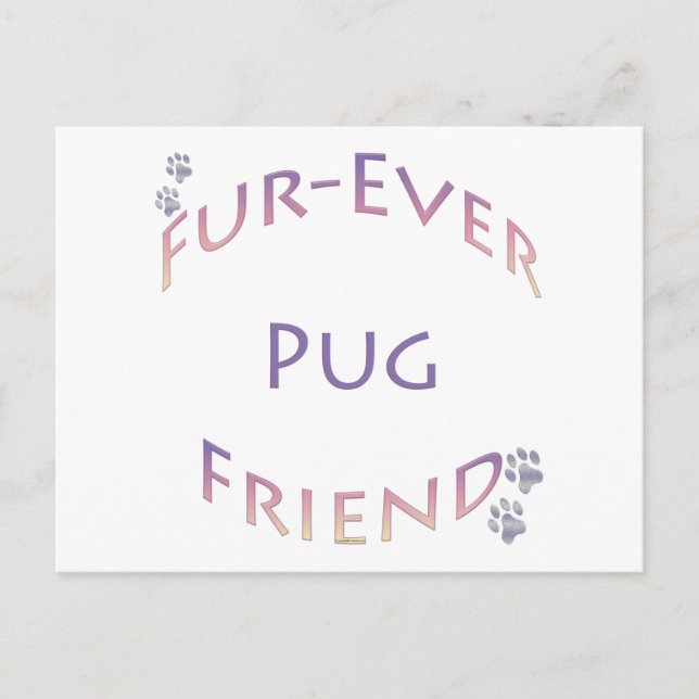 Mops Furever Friend Postkarte (Vorderseite)