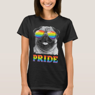 Mops Gay Pride LGBT Regenbogenflagge Sonnenbrille T-Shirt