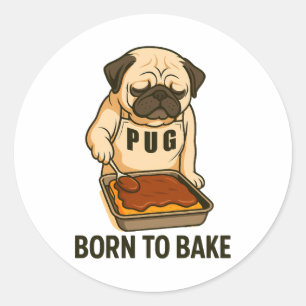 Mops Geboren, um Funny Dog Lover zu backen Runder Aufkleber