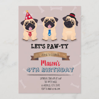 Mops-Geburtstags-Party Einladung