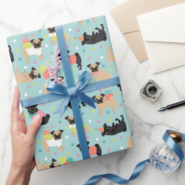 Mops Geburtstagsfeier Geschenkpapier (Schenken)