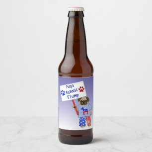 Mops gegen Trump Bierflaschenetikett