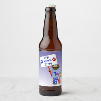 Mops gegen Trump Bierflaschenetikett