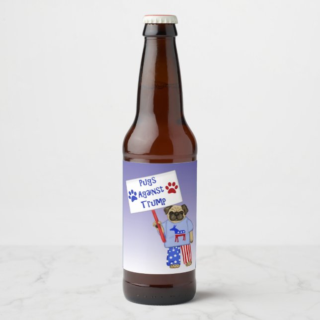 Mops gegen Trump Bierflaschenetikett (Vorderseite)