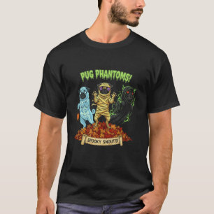 Mops-Geisterhunde Halloween Herbst Laub Halloween T-Shirt