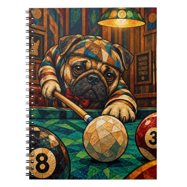 Mops, geometrisches Mosaik Notizblock (Vorderseite)