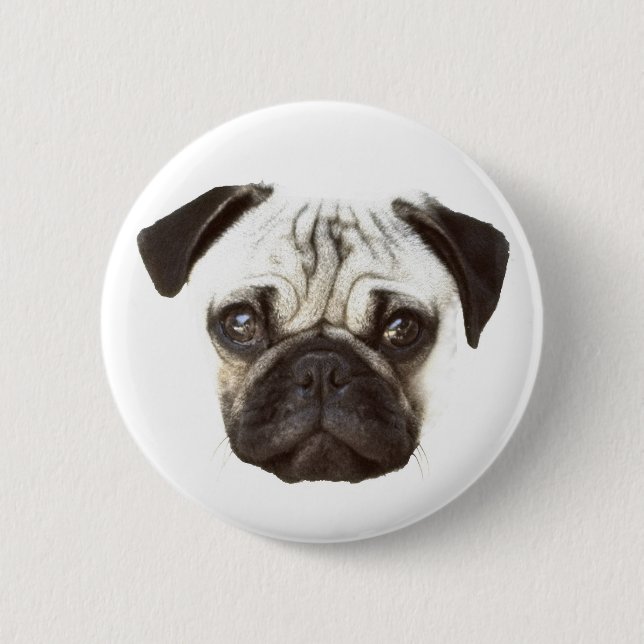 Mops-Gesicht Button (Vorderseite)