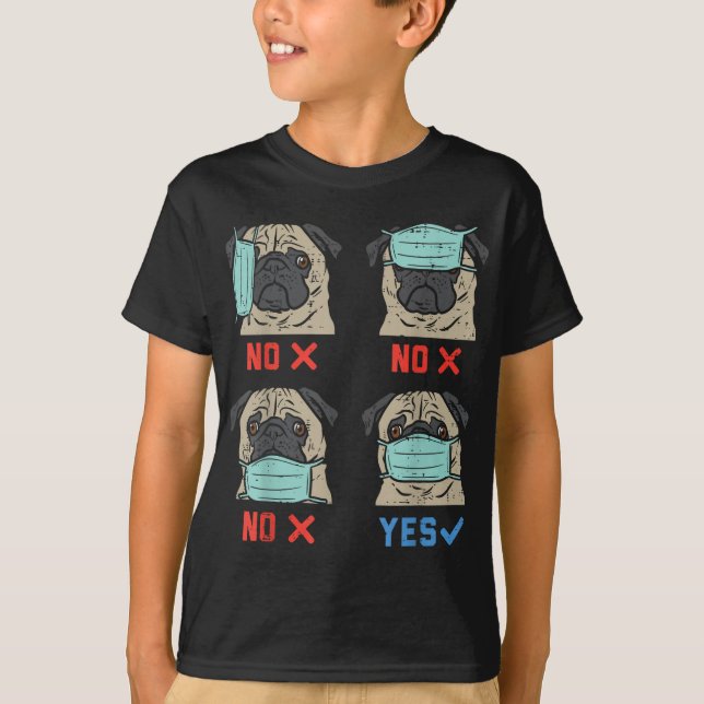 Mops-Gesicht Maske Funny Social Distancing Quarant T-Shirt (Vorderseite)