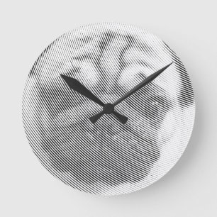 Mops-Gesicht Runde Wanduhr