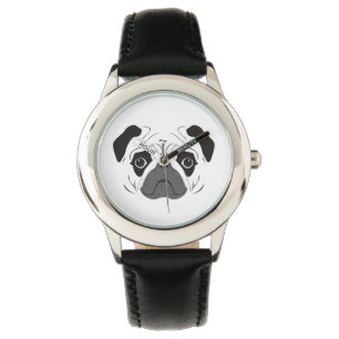 Mops-Gesicht-Silhouette Armbanduhr