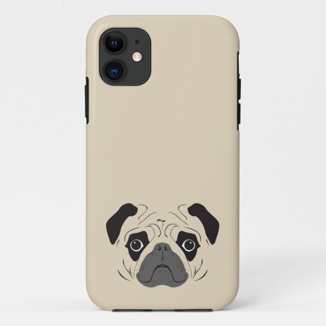 Mops-Gesicht-Silhouette Case-Mate iPhone Hülle (Rückseite)