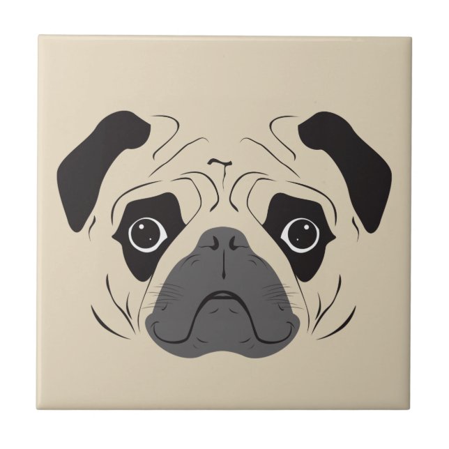 Mops-Gesicht-Silhouette Fliese (Vorderseite)