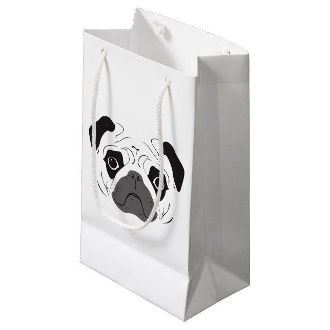 Mops-Gesicht-Silhouette Kleine Geschenktüte (Vorderseite Schrägansicht)