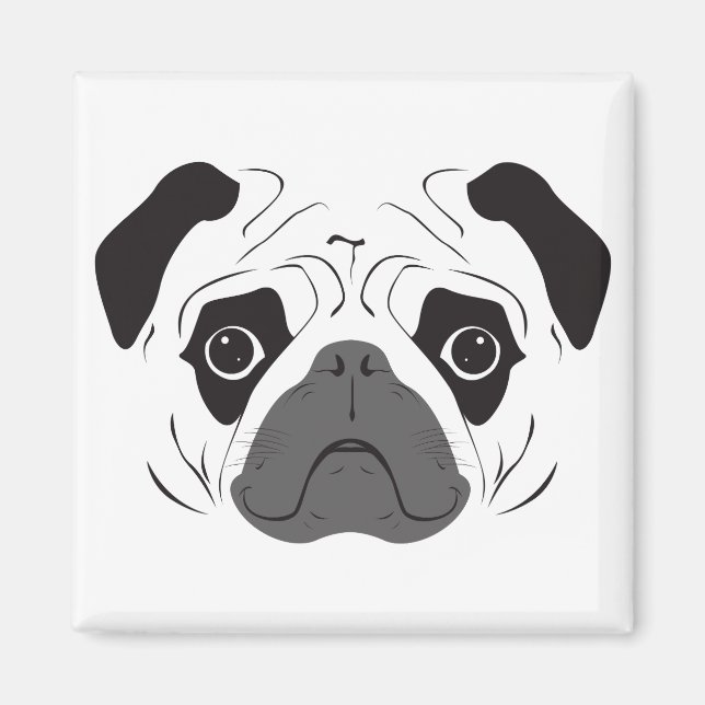 Mops-Gesicht-Silhouette Magnet (Vorne)