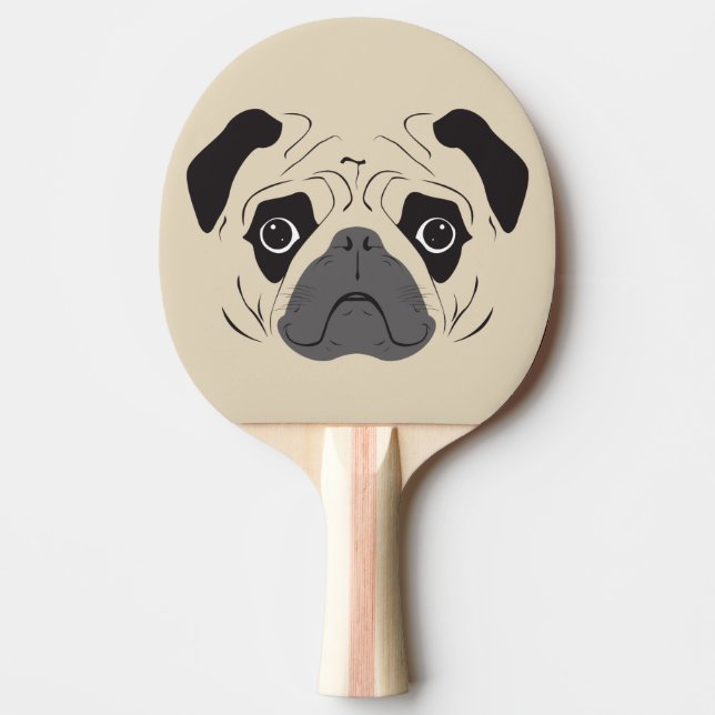 Mops-Gesicht-Silhouette Tischtennis Schläger (Vorderseite)
