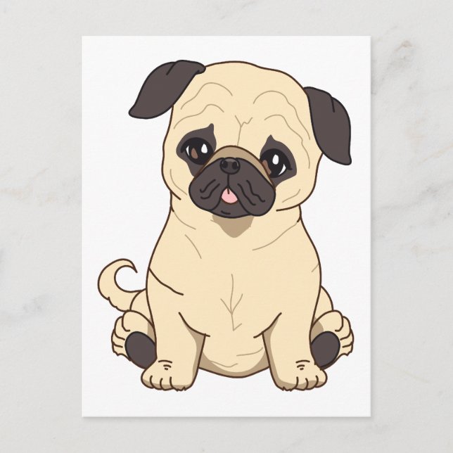Mops Gezeichnet von Pablo Fernandez Limited Editio Postkarte (Vorderseite)