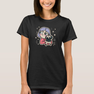 Mops Girl Dog Coole Welpen Frauen Kinder Retro T-Shirt