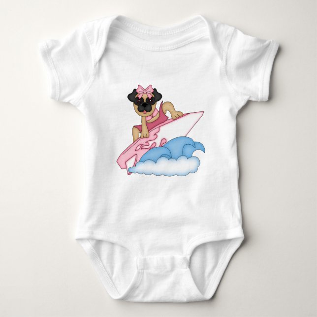 Mops Girl - Pink Baby Strampler (Vorderseite)