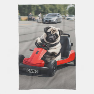 Mops-Go-Kart-Rennen Geschirrtuch