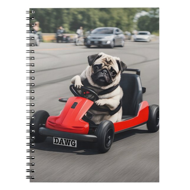 Mops-Go-Kart-Rennen Notizblock (Vorderseite)