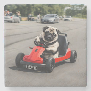 Mops-Go-Kart-Rennen Steinuntersetzer