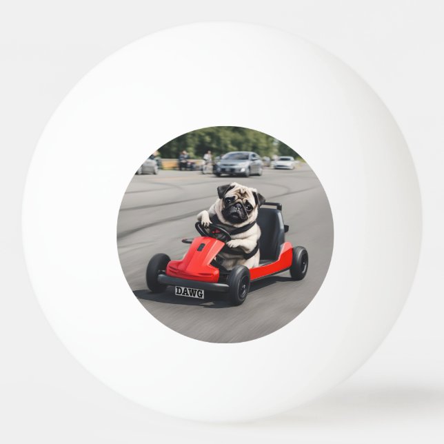 Mops-Go-Kart-Rennen Tischtennisball (Vorderseite)