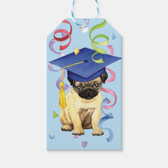 Mops Graduate Geschenkanhänger (Vorderseite)