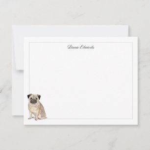 Mops Gray Border Personalisiert Stationery Mitteilungskarte