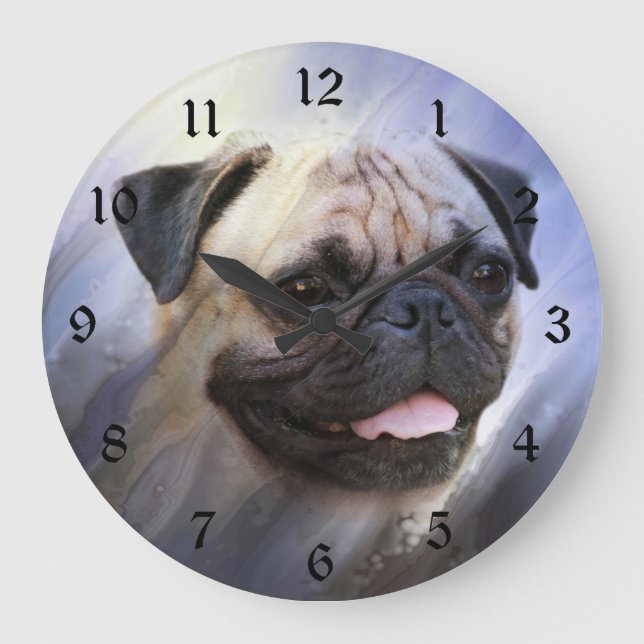 Mops Große Wanduhr (Vorderseite)