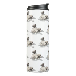 Mops-Gruppen-Cartoons Thermosbecher