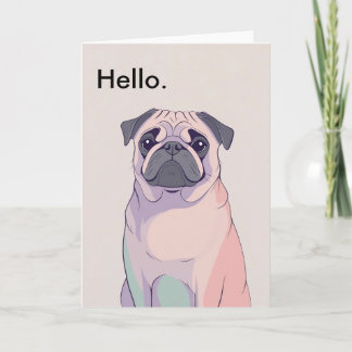 Mops Grußkarte - Retro Dog Art - Leere - 5 x 7 Einladung