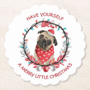 Mops haben sich ein fröhliches kleines Weihnachts Untersetzer