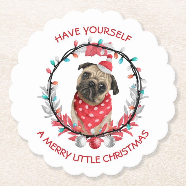 Mops haben sich ein fröhliches kleines Weihnachtsf Untersetzer (Vorderseite)