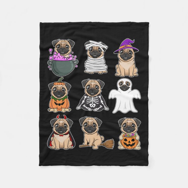 Mops Halloween Kostüm Spooky Ghost Pumpkin Mops Ha Fleecedecke (Vorderseite)