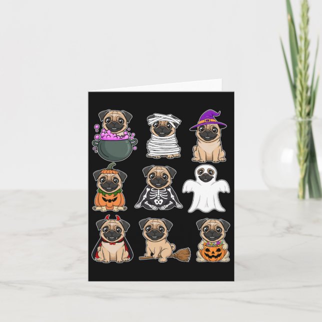 Mops Halloween Kostüm Spooky Ghost Pumpkin Mops Ha Karte (Vorderseite)