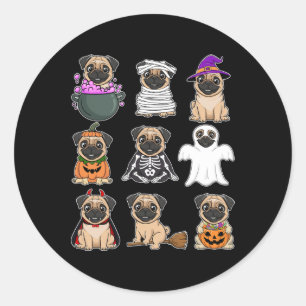 Mops Halloween Kostüm Spooky Ghost Pumpkin Mops Ha Runder Aufkleber