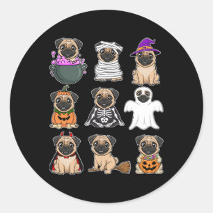 Mops Halloween Kostüm Spooky Ghost Pumpkin Mops Ha Runder Aufkleber
